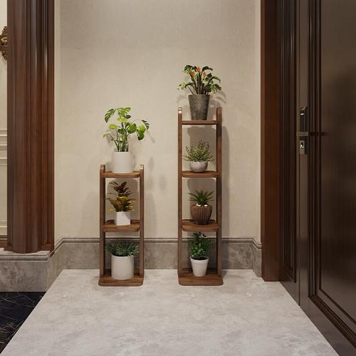 原木全实木花架花几多层置物架子客厅阳台落地式摆件架盆景架美式