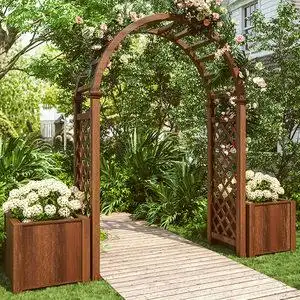 防腐木别墅拱门花架室外花园入户月季爬藤架子户外庭院木质拱形门