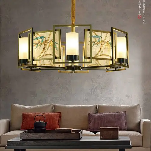 珐琅彩中国风现代新中式客厅大吊灯别墅复式楼餐厅全铜设计师灯具