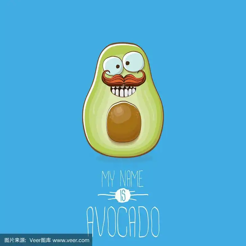 有趣的卡通可爱的绿色鳄梨角色