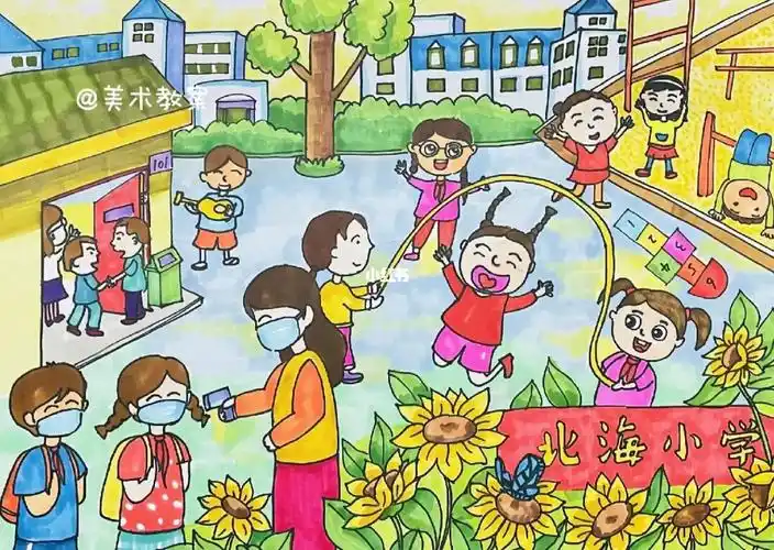 主题绘画校园生活