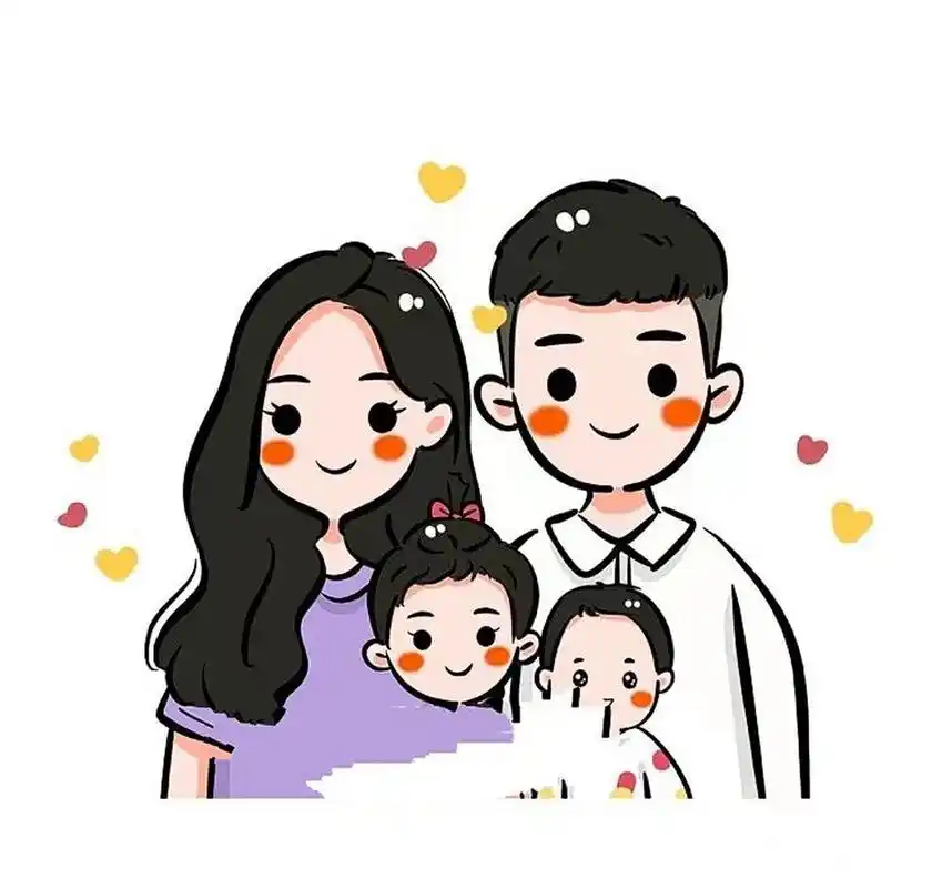全家福简笔画可爱幸福一家人～好可爱!