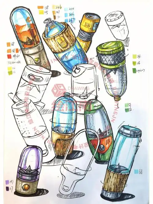 马克笔上色——材质表现产品手绘中,材质的表现是脱离不了的,尤其是