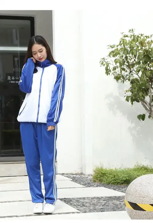 匆匆那年校服套装学院风高中学生班服韩版蓝白运动会开幕式服装单上衣