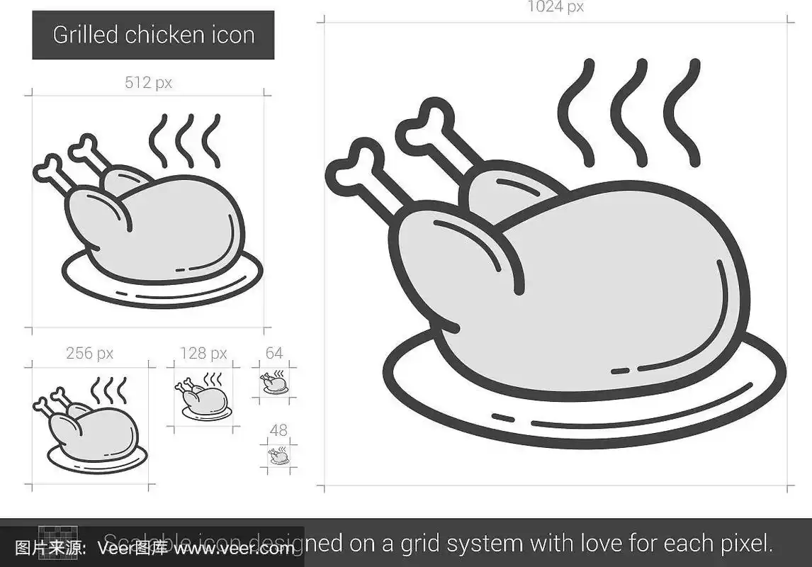 烤鸡线图标