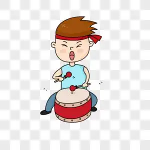 敲鼓卡通男图片素材