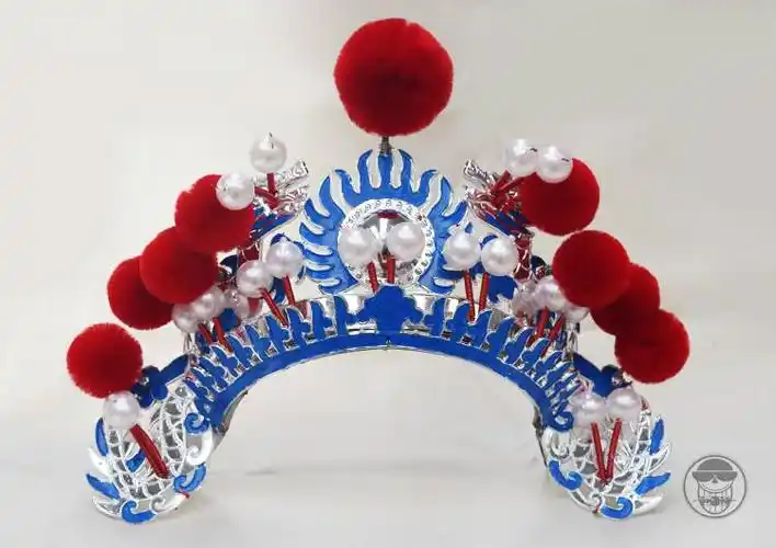 戏剧头饰小列子小额子京剧道具帽子戏曲头盔打鼓额子列子演出用品桔色