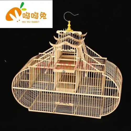 鸟用机关笼拍笼踏笼打笼翻滚笼竹制鸟笼抽屉自锁鸟笼 超大号滚笼