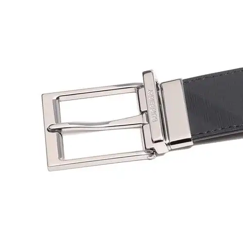 博柏利burberry男款银色针扣不可裁剪双面皮带腰带8064959