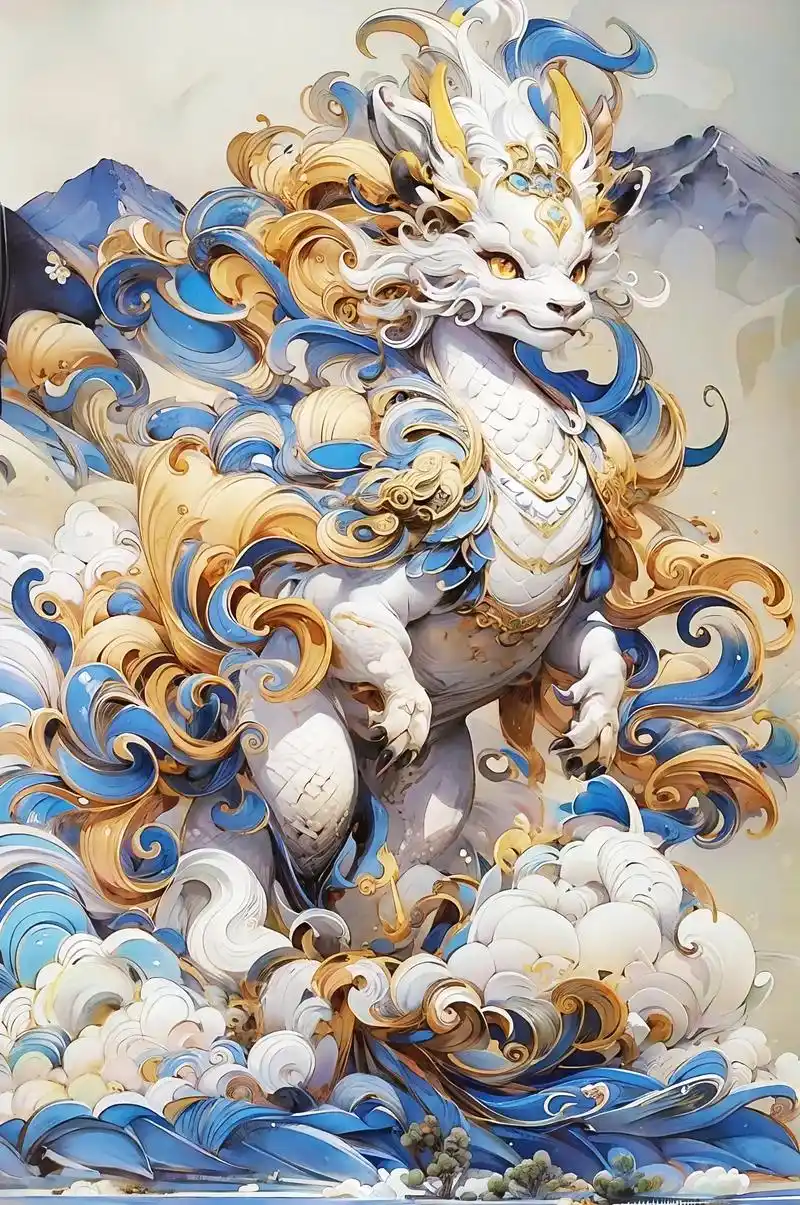 五色麒麟~见者好运~一二三四五~金木水火土~ #ai绘画 # - 抖音