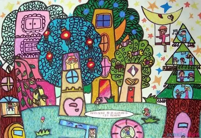 美丽的家园儿童画-这里就是我的家