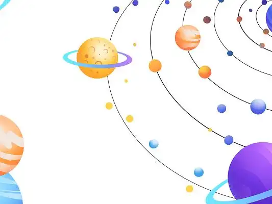 彩色手绘卡通宇宙太空星球行星运行元素png素材