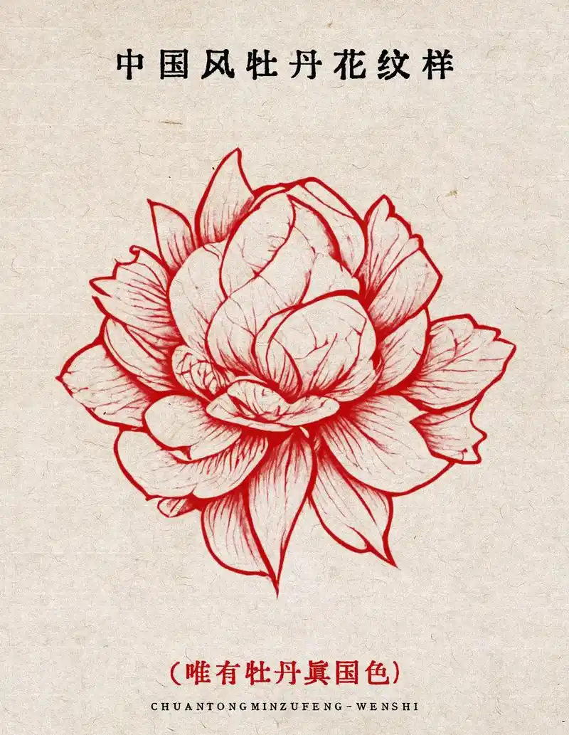 中国传统国风牡丹纹样-国花绘画.#手绘 #传统文化 #国风古 - 抖音