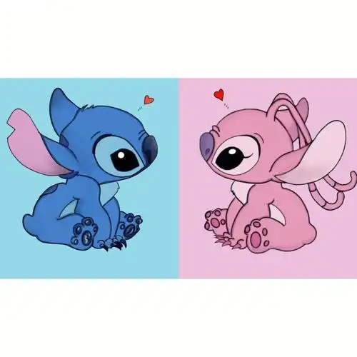 加了背景颜色,加了小爱心#情侣头像  #史迪仔  #绘画  #二改