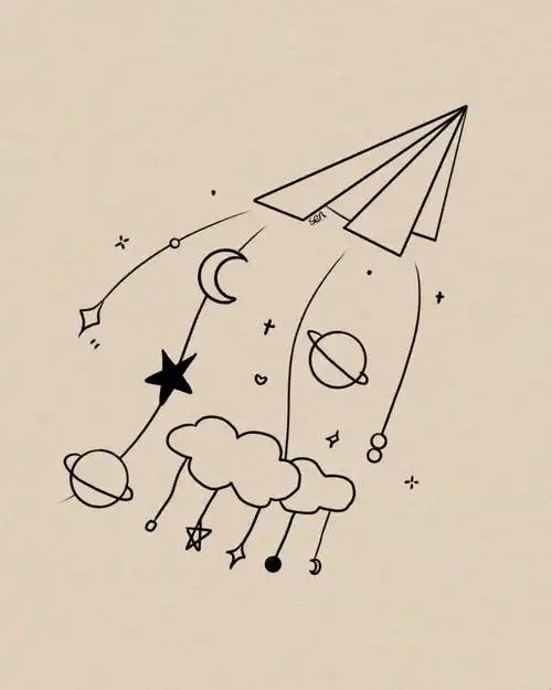 简单简笔画纸飞机飞入到你的心底附过程