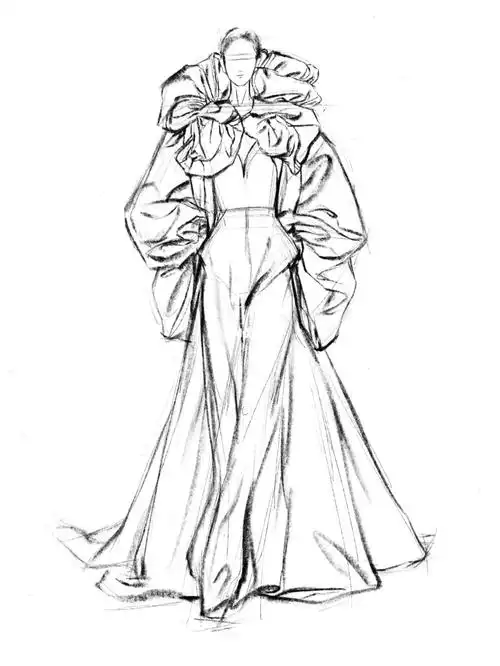 时装画服装设计手绘线稿73礼服系列