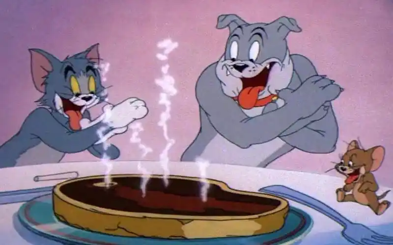 猫和老鼠里所有的吃的: 冰箱里永远塞满了食物,长长的餐桌上摆满了