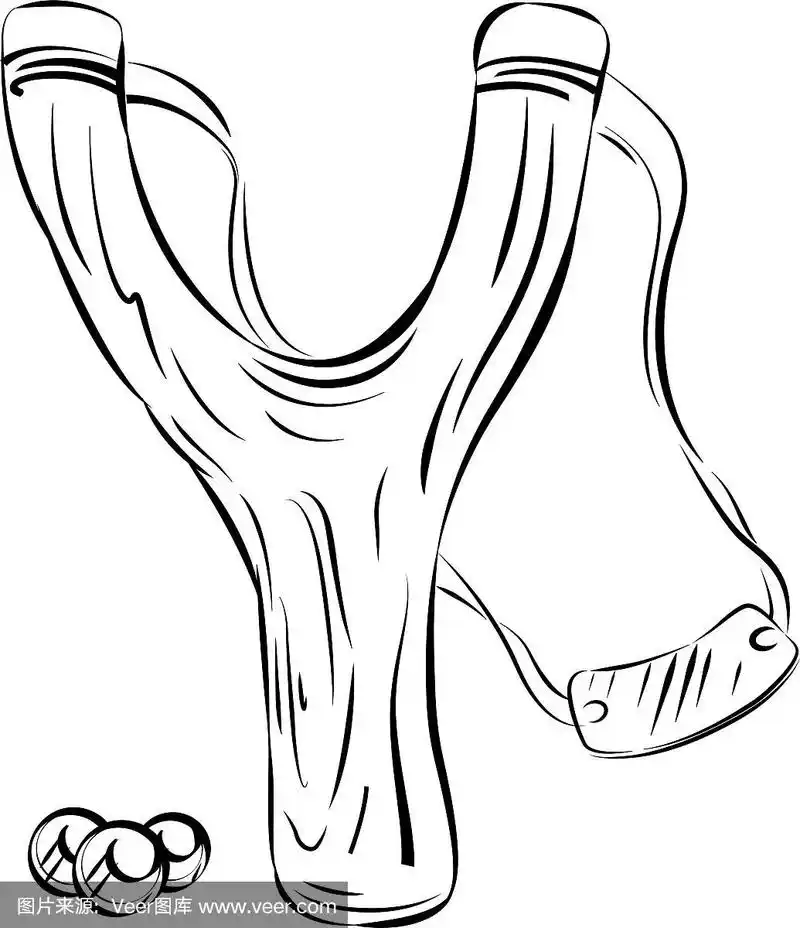 木制弹弓矢量插图