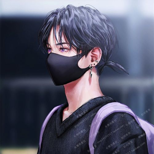 头像 图片 男 卡通 动漫手绘 戴口罩气质男生 高清 头像 自动发货