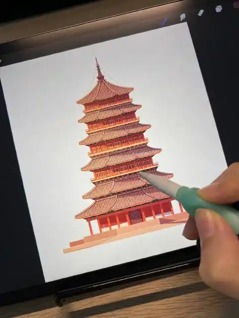 古建筑绘画过程6|应县木塔