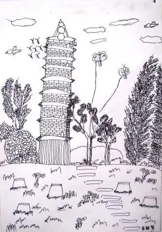 许昌文峰塔简笔画 第1页