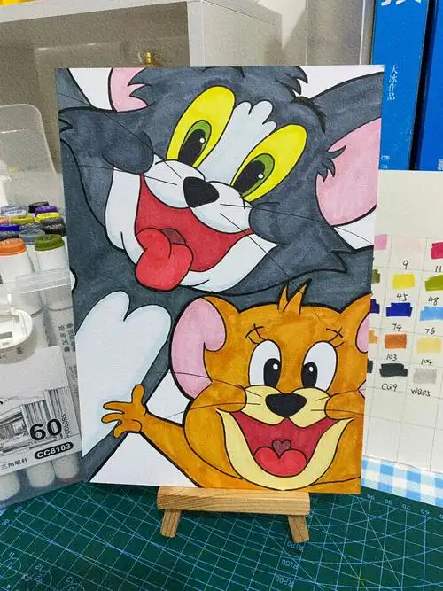 简笔画  #马克笔绘画  #线稿  #马克笔手绘  #汤姆和杰瑞  #猫和老