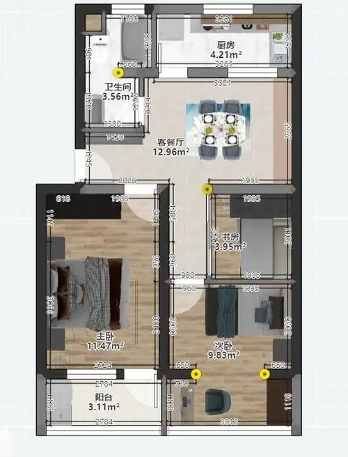 旧房,六十几平米三室一厅一卫.