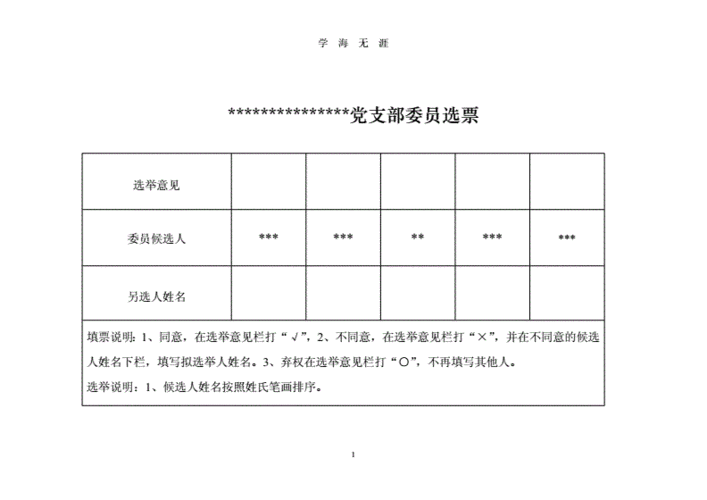 党支部换届选举选票样(一).doc