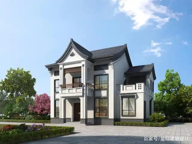 量身定制的徽派别墅来了,双层独栋建筑,新式落地窗,中式美人靠及绿è