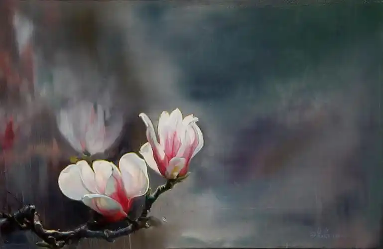 cm材6969质:布面油画艺68术68家:田忠泉作品名称:2020玉兰