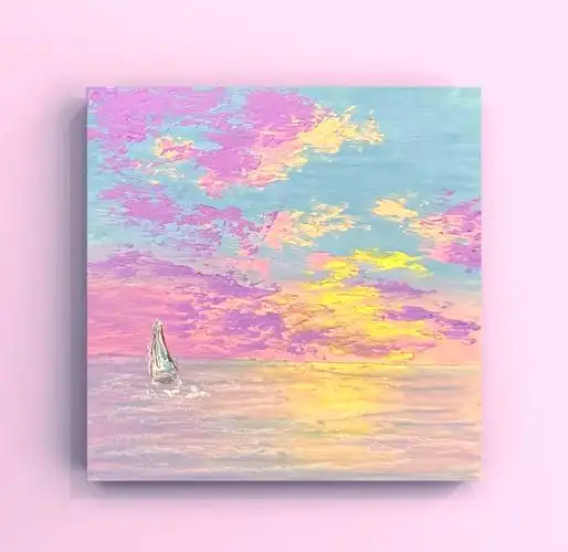 🎨油画棒打造日落粉色美景