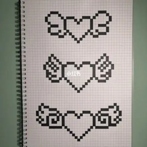 第1页首先在方格纸上数好简笔画  像素画  手绘 分享 网格本必不可少