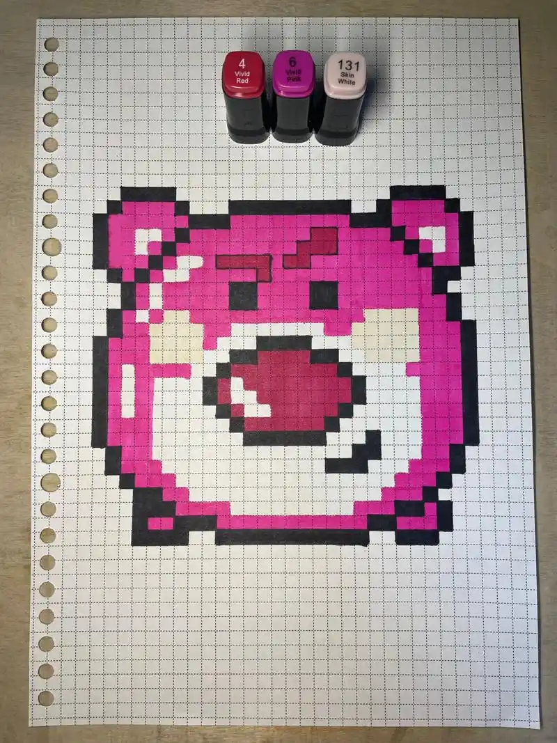 day5661596615像素画-草莓熊(小胖胖) 临摹非原创 b5网格本