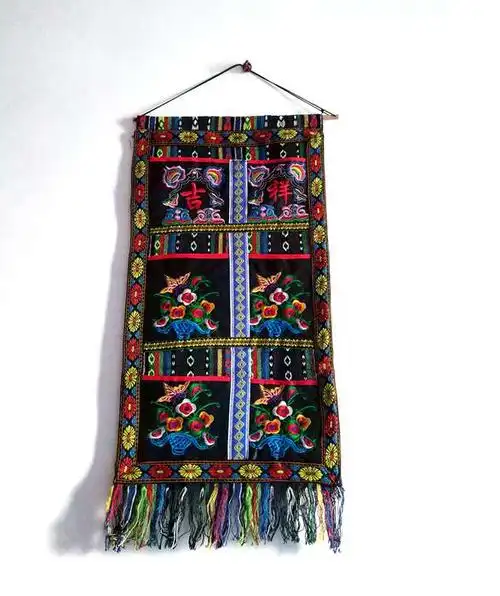 广西壮锦刺绣双面壁挂少数民族工艺品手信袋家居酒吧客栈装饰收纳