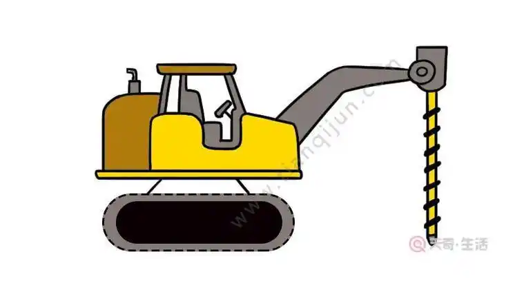 钻土车简笔画画法钻土机简笔画怎么画挖掘机简笔画钻机简笔