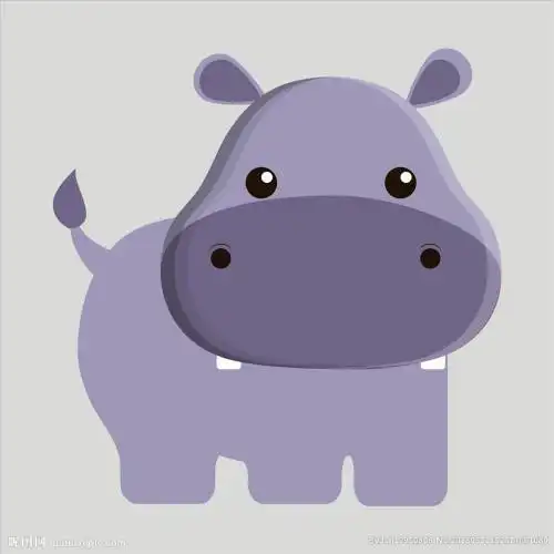河马头像简笔画彩色