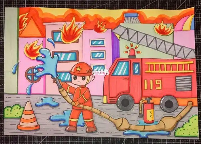 消防救火主题画119