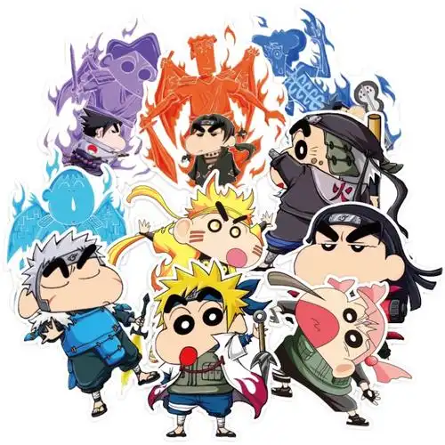 10张动漫卡通火影蜡笔小新可爱贴画笔记本电脑旅行箱水杯头盔笔记本