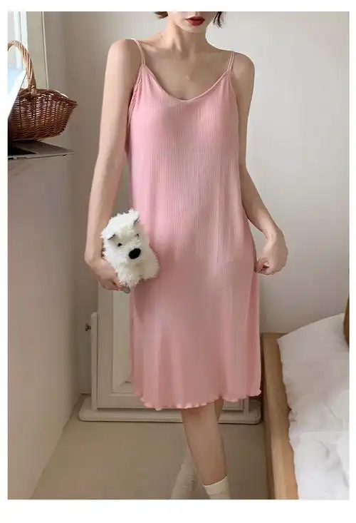 新盛 螺纹布 夏季爆款女睡衣性感美背吊带裙纯色家居服凉爽睡裙 - 17
