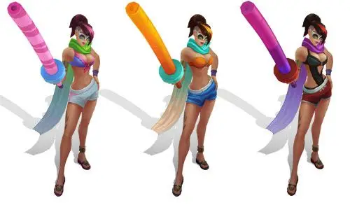 这次的炫彩泳池派对中菲奥娜总共有8款皮肤,是三个英雄中最多的一个了