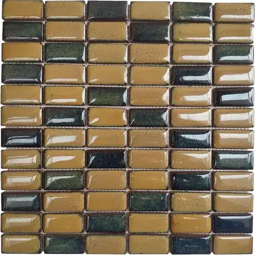 坚悦北欧风七彩长条陶瓷马赛克黑色白色厨房阳台卫生间浴室瓷砖细条形