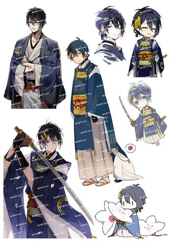 小号f0269-09刀剑乱舞三日月宗近动漫笔记本电脑手机旅行箱贴纸