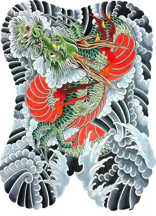 大满背龙纹身手稿hold不住了咋办河南纹身工作室来告诉您