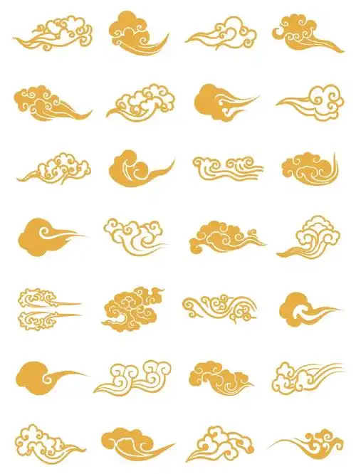 国潮素材金色祥云免抠png设计素材必备