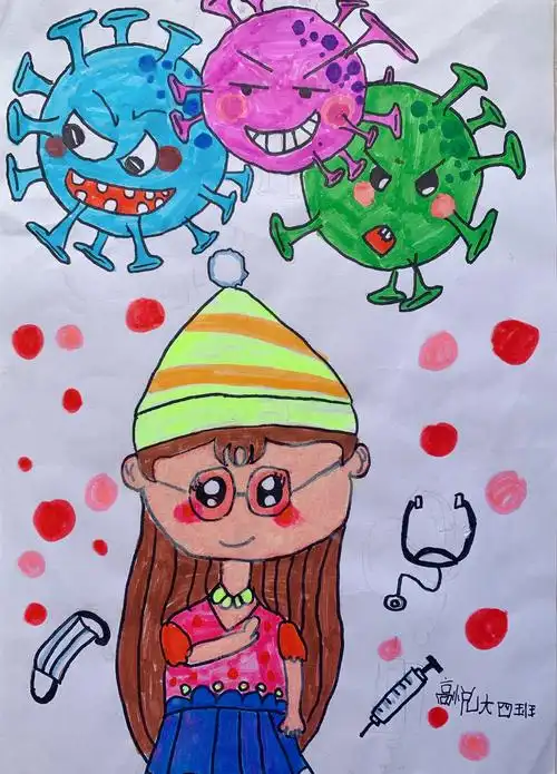 白衣天使战病毒 -手抄报和绘画作品 - 文明风