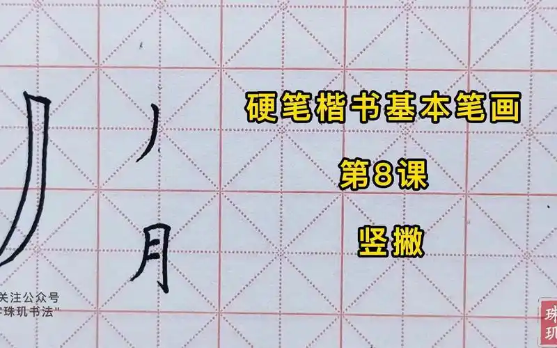硬笔楷书基本笔画 第8课 竖撇"月"字的写法