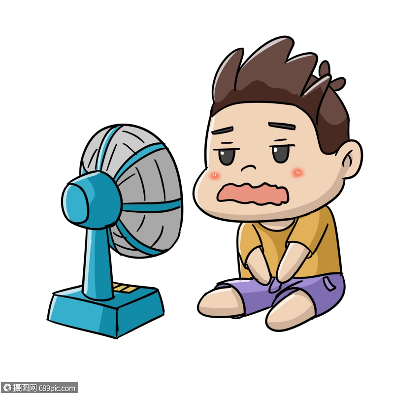 吹风扇炎热卡通人物