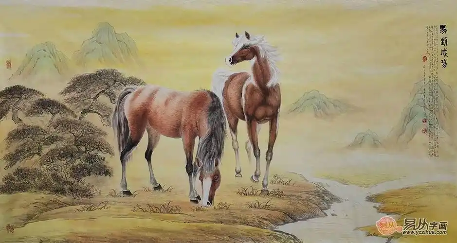 胡爱民工笔动物画马到成功
