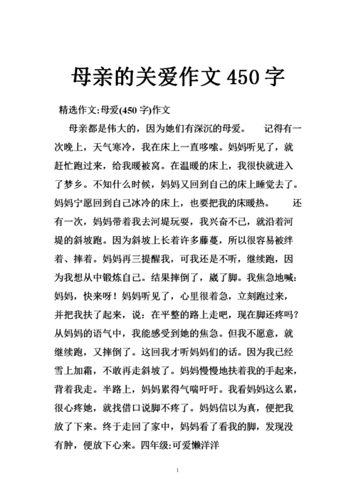 母亲的关爱作文450字.doc