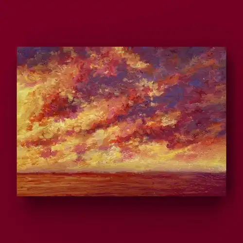 油画棒火烧云附过程